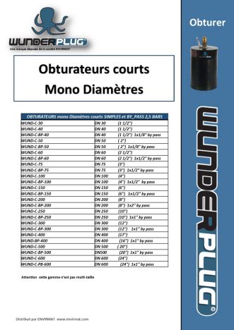Obturateurs courts mono diamètres WUNDERPLUG