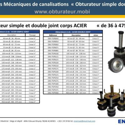 Obturateur mécanique simple et double joint ENVIRMAT