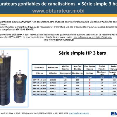 Obturateur gonflable HP 3 bars ENVIRMAT